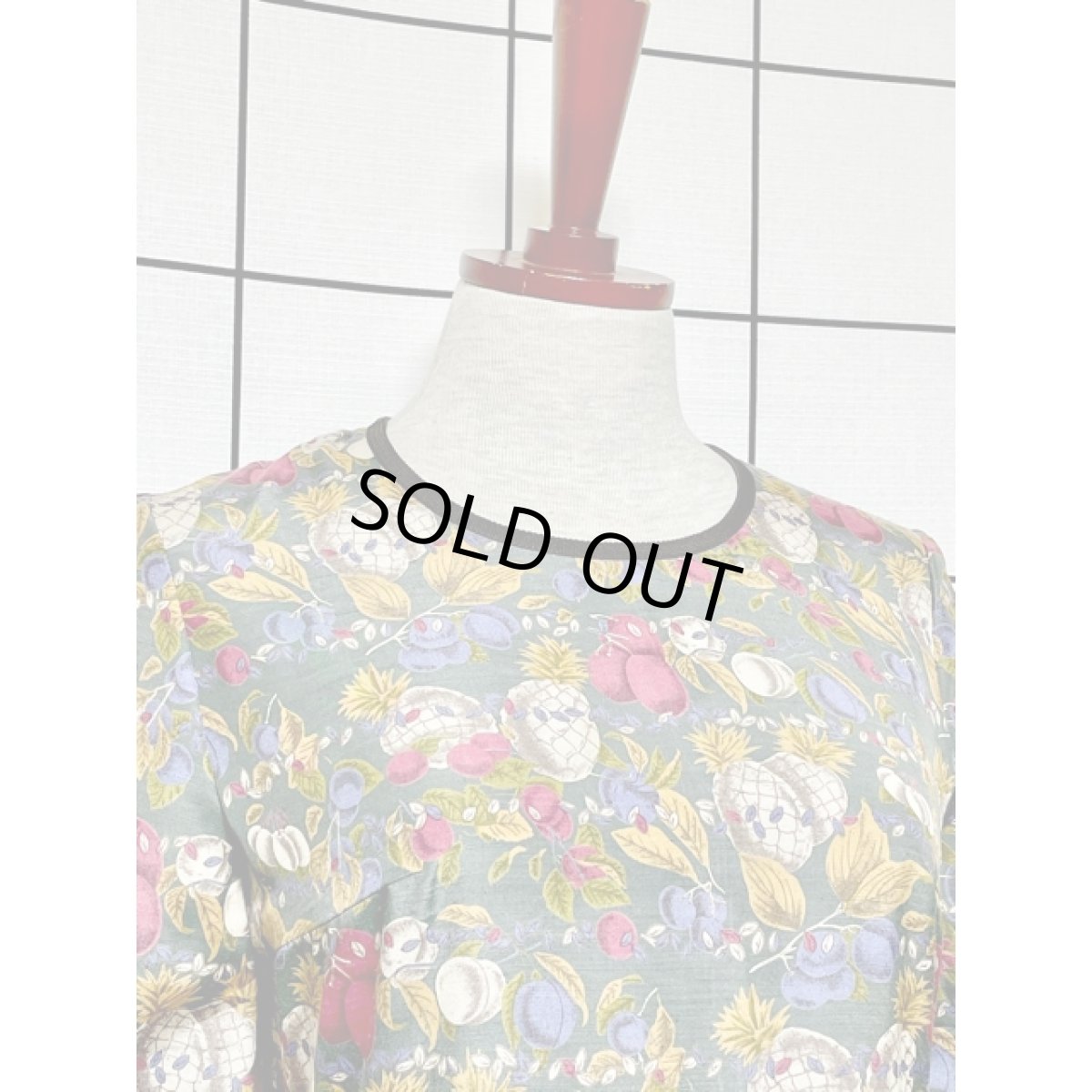 画像3: レナウン 木の実柄 プリーツ 半袖 昭和レトロ 国産古着 レトロワンピース【7920】 (3)