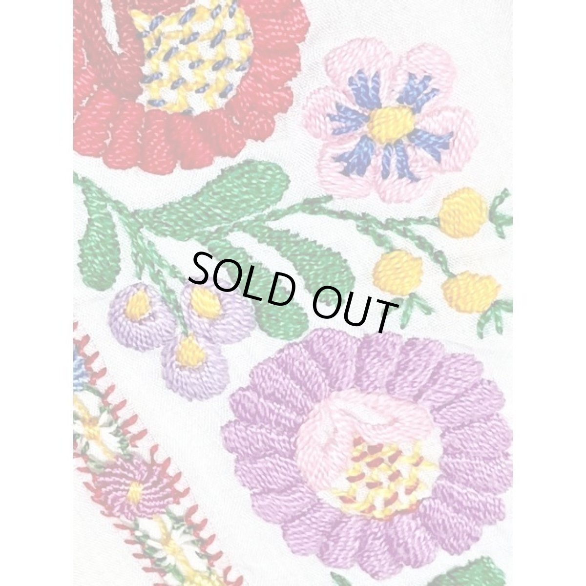 画像14: 花刺繍 ホワイト カラフルステッチ ヨーロッパ古着 半袖 ヴィンテージスモックブラウス (14)