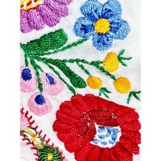 画像13: 花刺繍 ホワイト カラフルステッチ ヨーロッパ古着 半袖 ヴィンテージスモックブラウス (13)