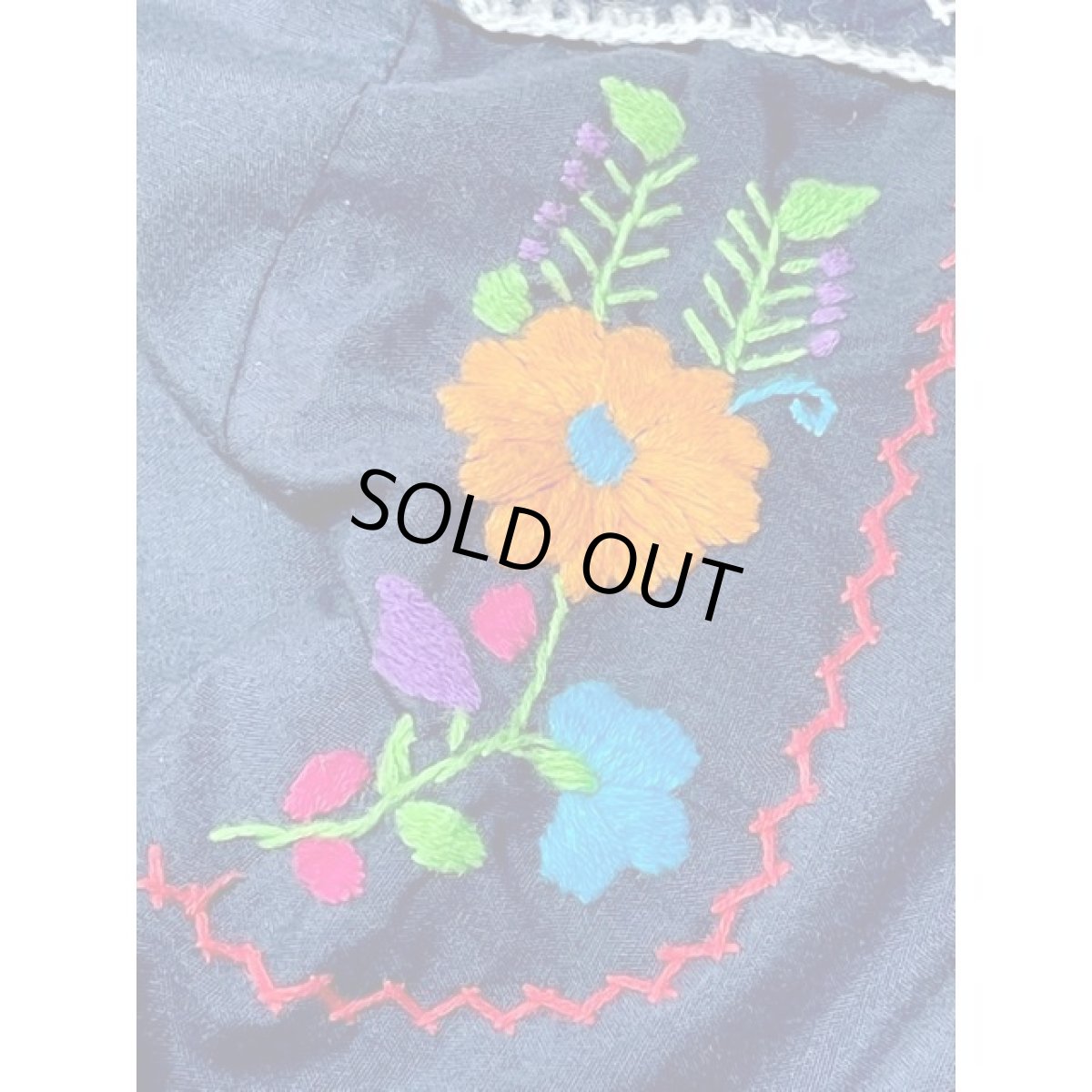 画像16: メキシカン刺繍 濃いめのネイビー フォークロア 半袖 レトロ USA古着 ヴィンテージメキシカンドレス【V7929】 (16)