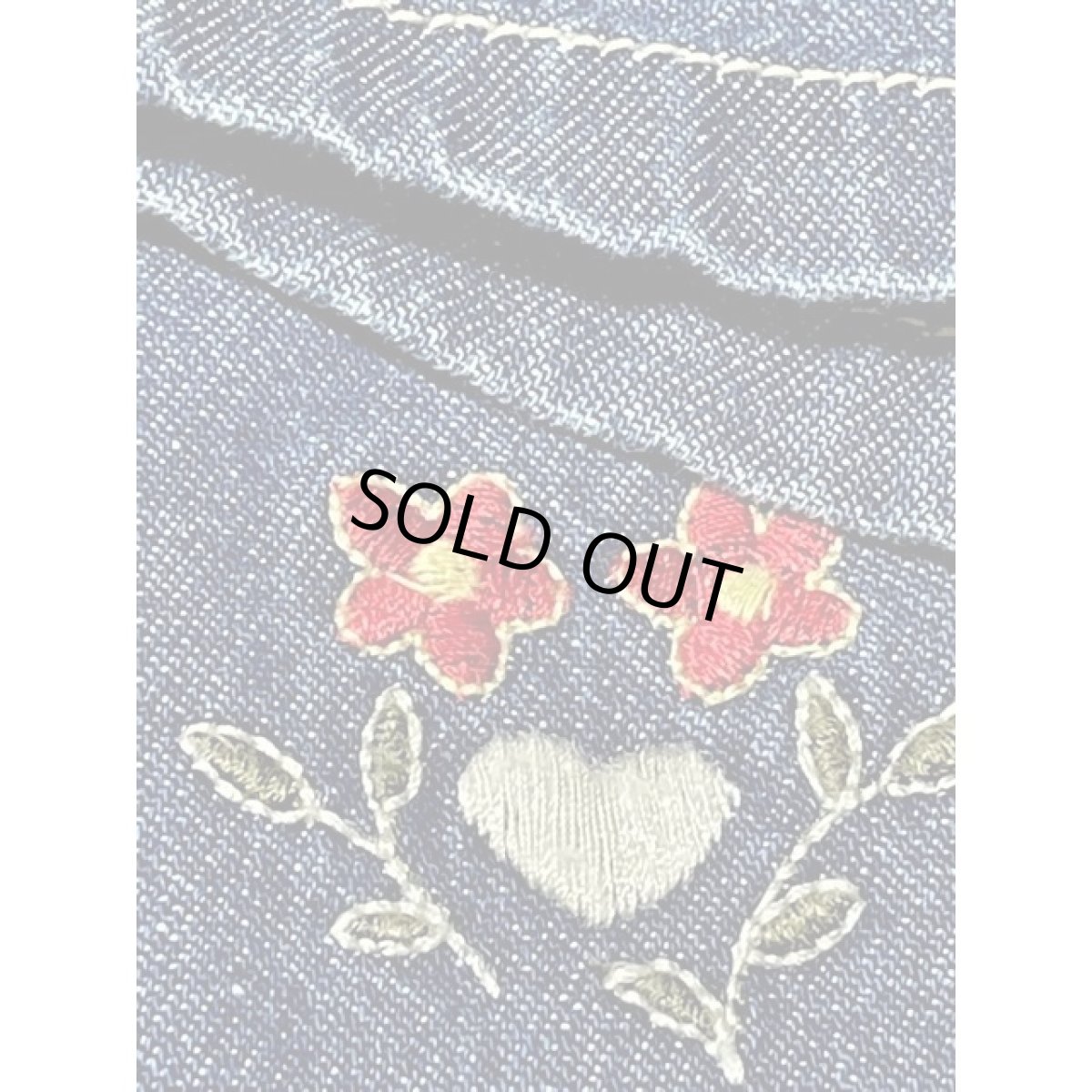 画像15: デニム 刺繍 ハート 花柄 切り替えし バックリボン結び 半袖 レトロ USA古着 ヴィンテージワンピース (15)