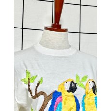 画像3: 鳥 ボタニカル ホワイト ガーリー 半袖 レトロ USA古着 ヴィンテージ Tシャツ【V7935】 (3)
