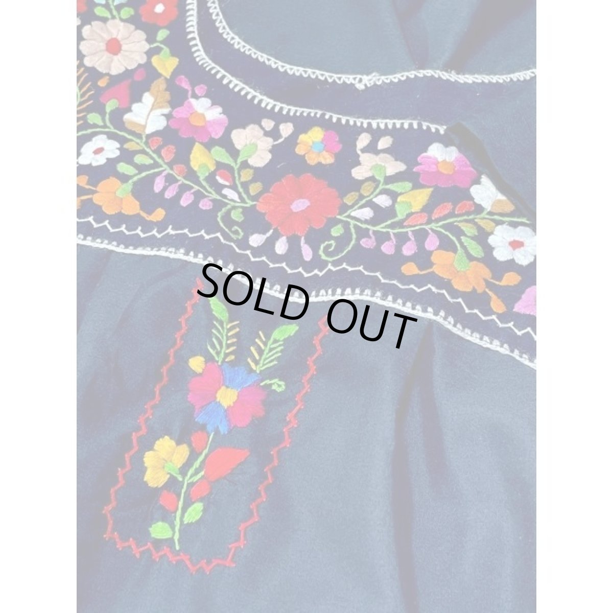 画像12: メキシカン刺繍 濃いめのネイビー フォークロア 半袖 レトロ USA古着 ヴィンテージメキシカンドレス【V7929】 (12)