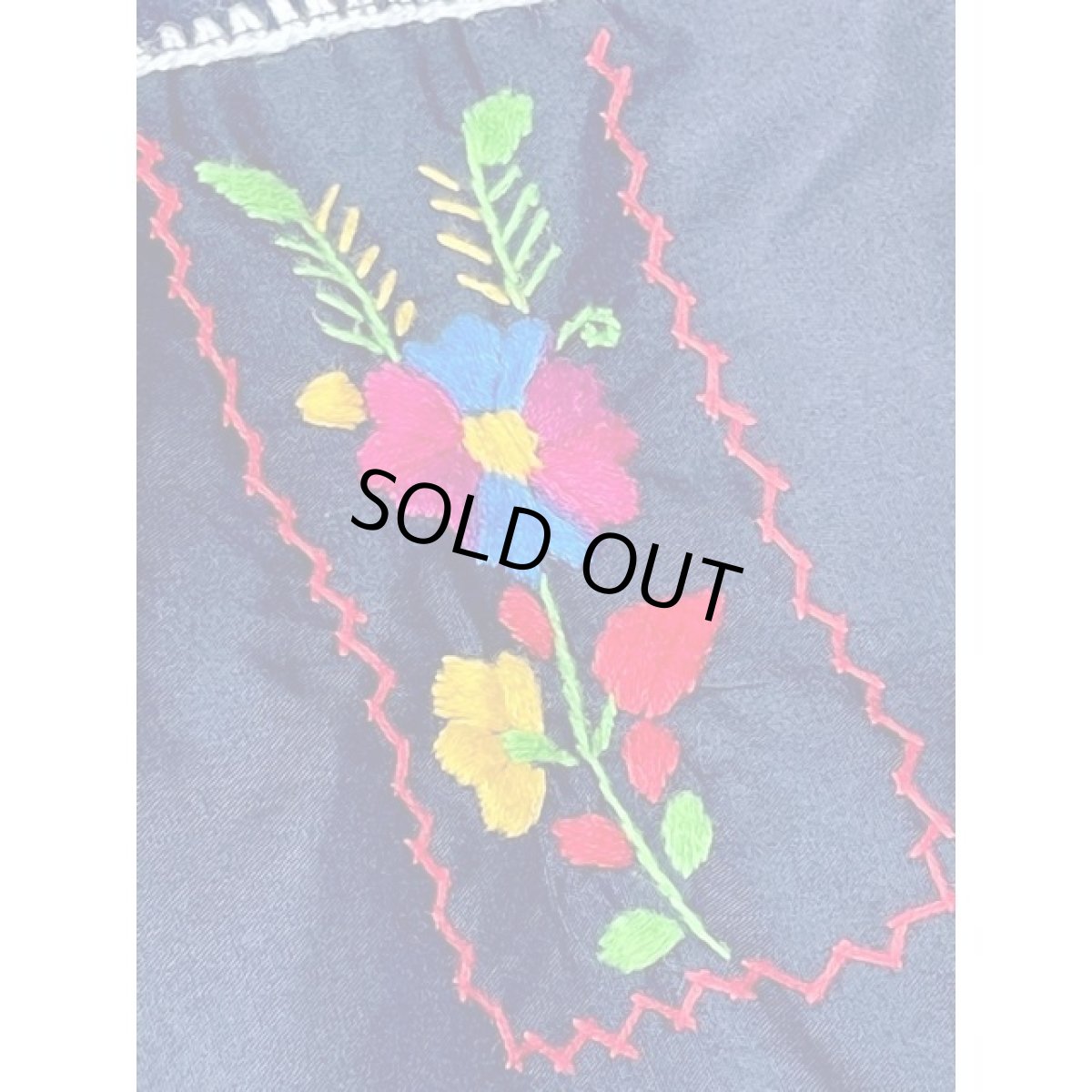 画像15: メキシカン刺繍 濃いめのネイビー フォークロア 半袖 レトロ USA古着 ヴィンテージメキシカンドレス【V7929】 (15)