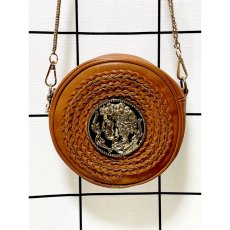 画像3: キャメルブラウン 円型 フェイクレザー カタチが可愛い レディース レトロ ショルダー 鞄 バッグ (3)