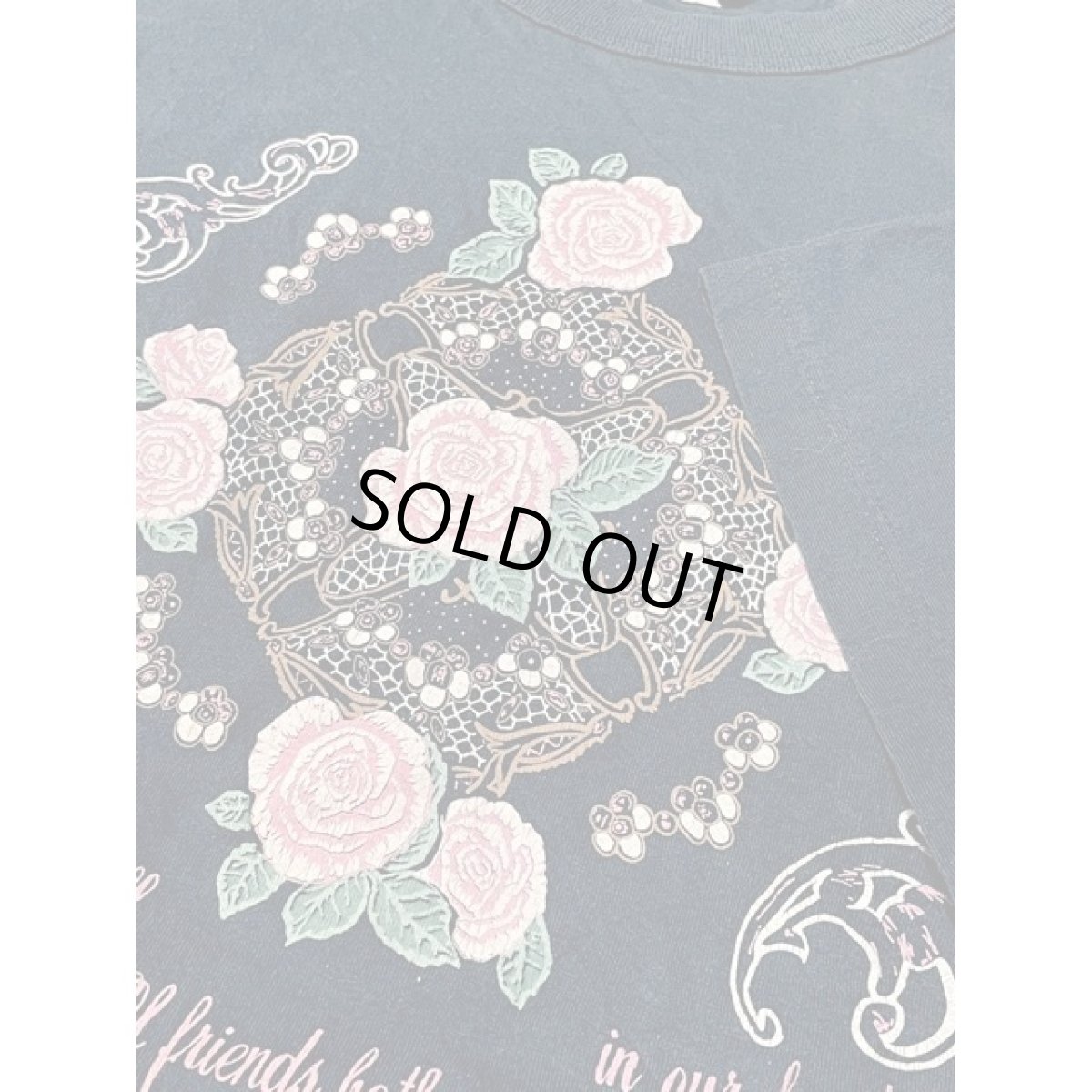 画像11: 花柄 ネイビー ガーリー 半袖 レトロ USA古着 ヴィンテージ Tシャツ (11)