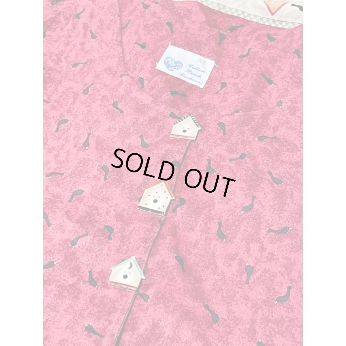 画像13: 鳥の巣箱柄 鳥柄 巣箱型ボタン ノースリーブ レトロ USA古着 ヴィンテージワンピース【V7945】 (13)