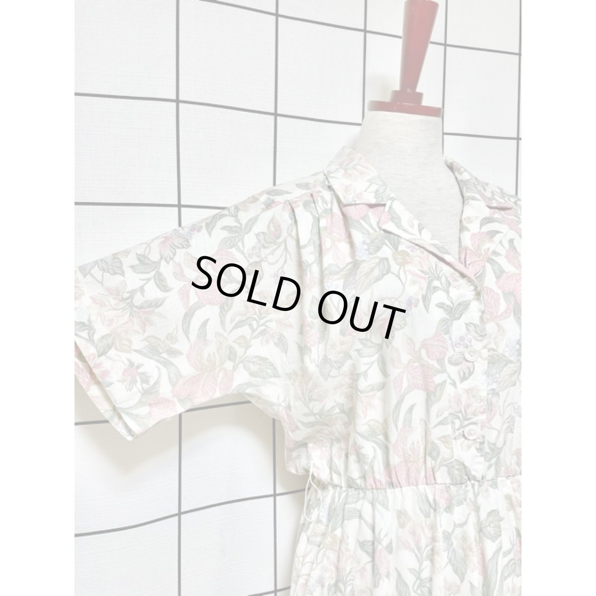 画像4: ボタニカル柄 ウエストゴム クラシカル 半袖 レトロ USA古着 ヴィンテージワンピース【7944】 (4)