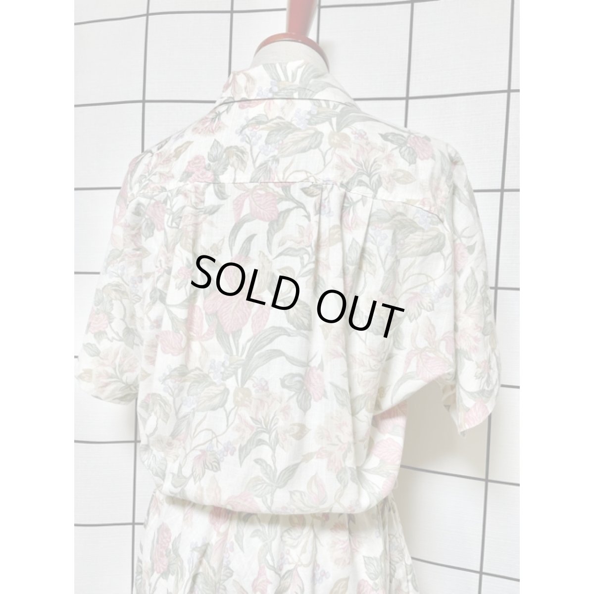 画像6: ボタニカル柄 ウエストゴム クラシカル 半袖 レトロ USA古着 ヴィンテージワンピース【7944】 (6)