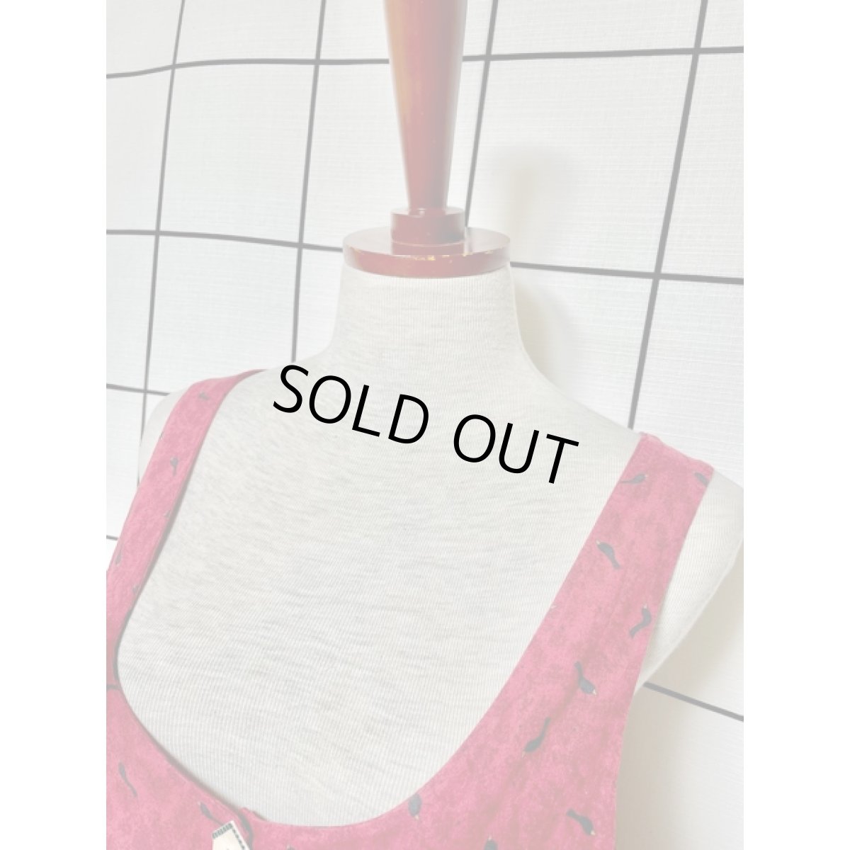 画像8: 鳥の巣箱柄 鳥柄 巣箱型ボタン ノースリーブ レトロ USA古着 ヴィンテージワンピース【V7945】 (8)