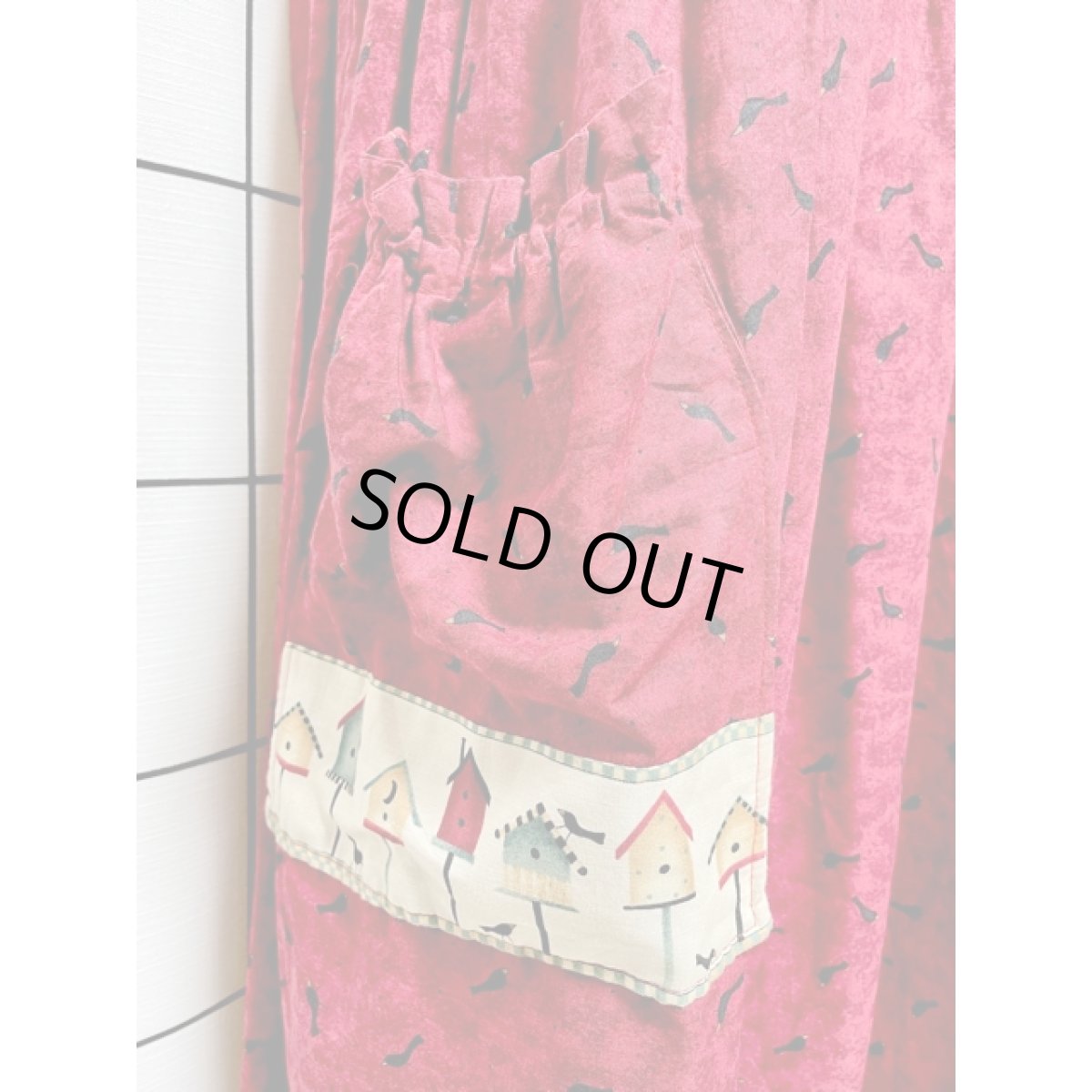 画像12: 鳥の巣箱柄 鳥柄 巣箱型ボタン ノースリーブ レトロ USA古着 ヴィンテージワンピース【V7945】 (12)