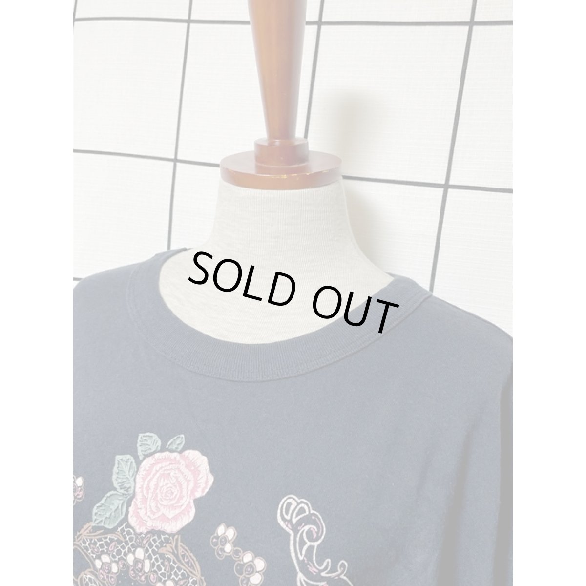 画像7: 花柄 ネイビー ガーリー 半袖 レトロ USA古着 ヴィンテージ Tシャツ (7)