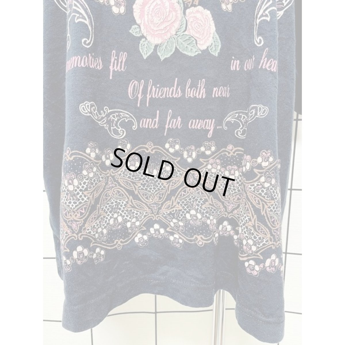 画像9: 花柄 ネイビー ガーリー 半袖 レトロ USA古着 ヴィンテージ Tシャツ (9)