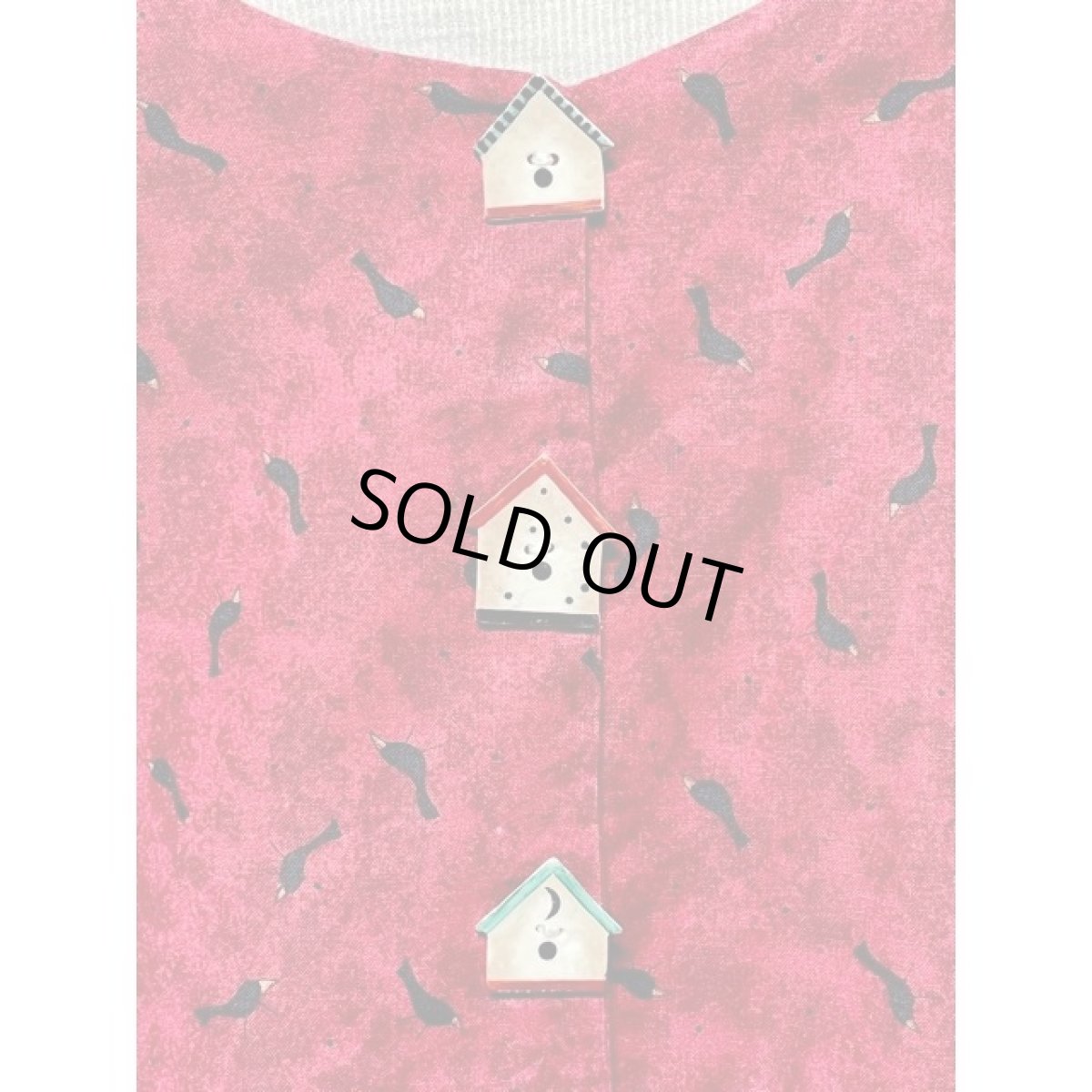 画像10: 鳥の巣箱柄 鳥柄 巣箱型ボタン ノースリーブ レトロ USA古着 ヴィンテージワンピース【V7945】 (10)