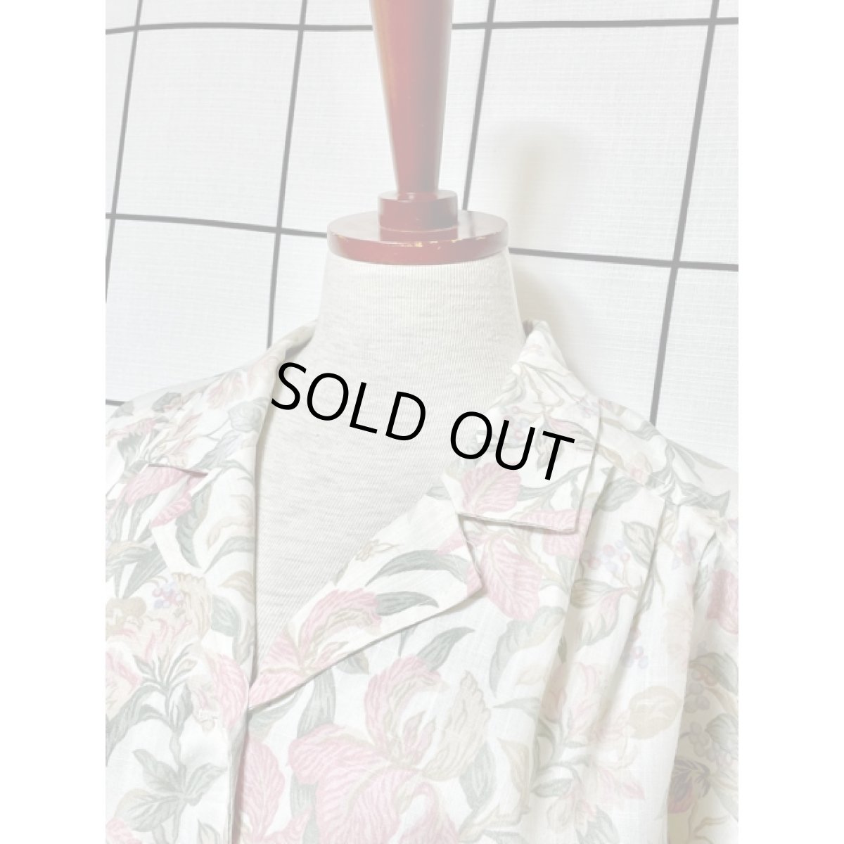 画像8: ボタニカル柄 ウエストゴム クラシカル 半袖 レトロ USA古着 ヴィンテージワンピース【7944】 (8)