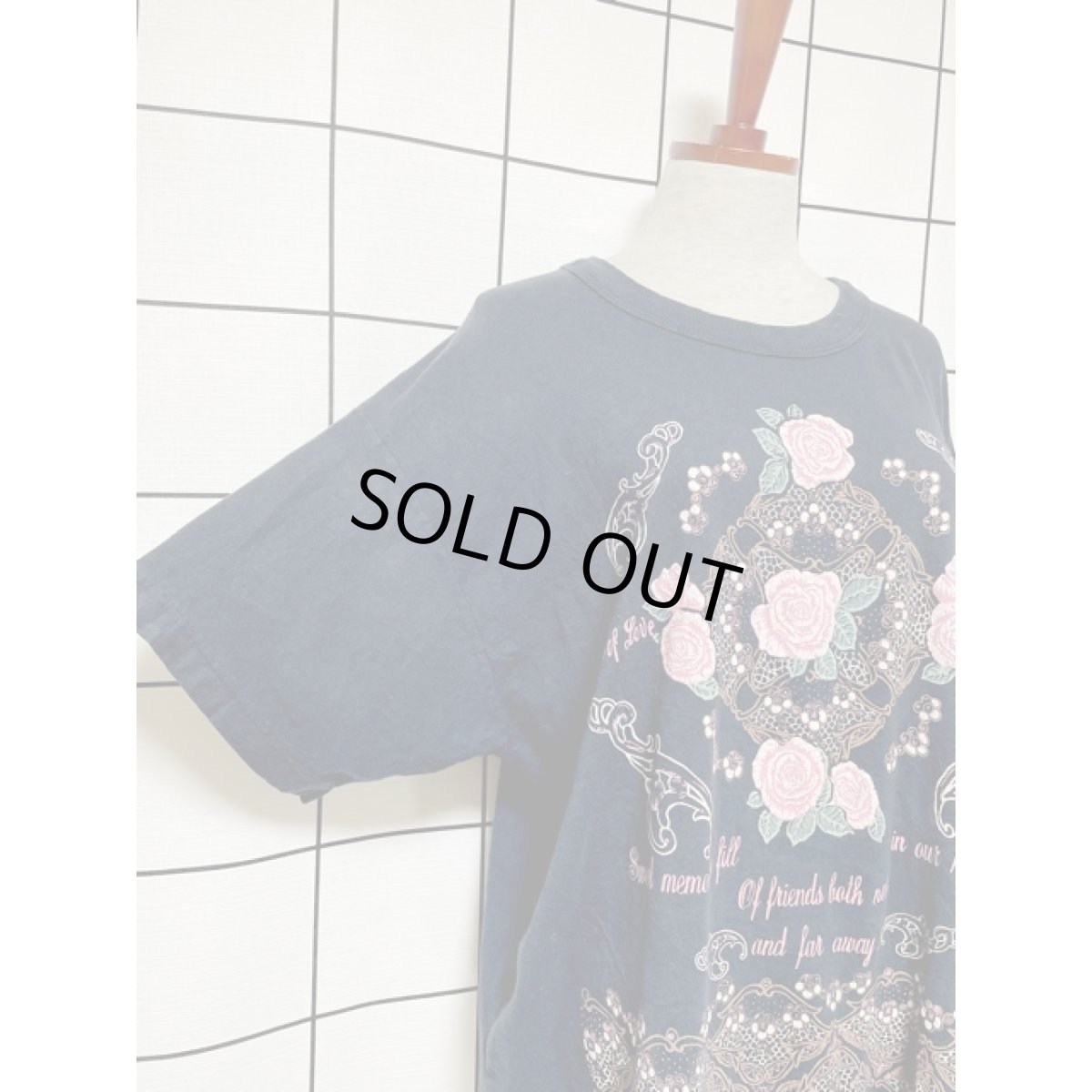 画像4: 花柄 ネイビー ガーリー 半袖 レトロ USA古着 ヴィンテージ Tシャツ (4)