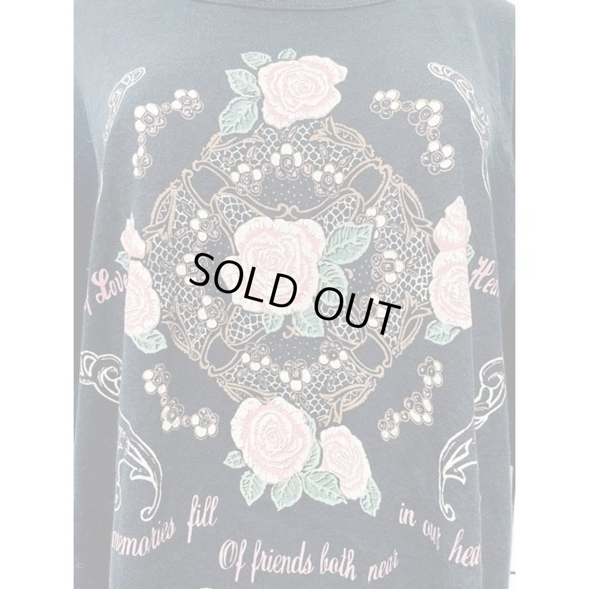 画像8: 花柄 ネイビー ガーリー 半袖 レトロ USA古着 ヴィンテージ Tシャツ (8)