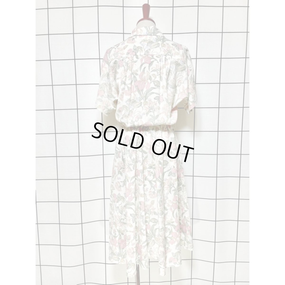 画像5: ボタニカル柄 ウエストゴム クラシカル 半袖 レトロ USA古着 ヴィンテージワンピース【7944】 (5)