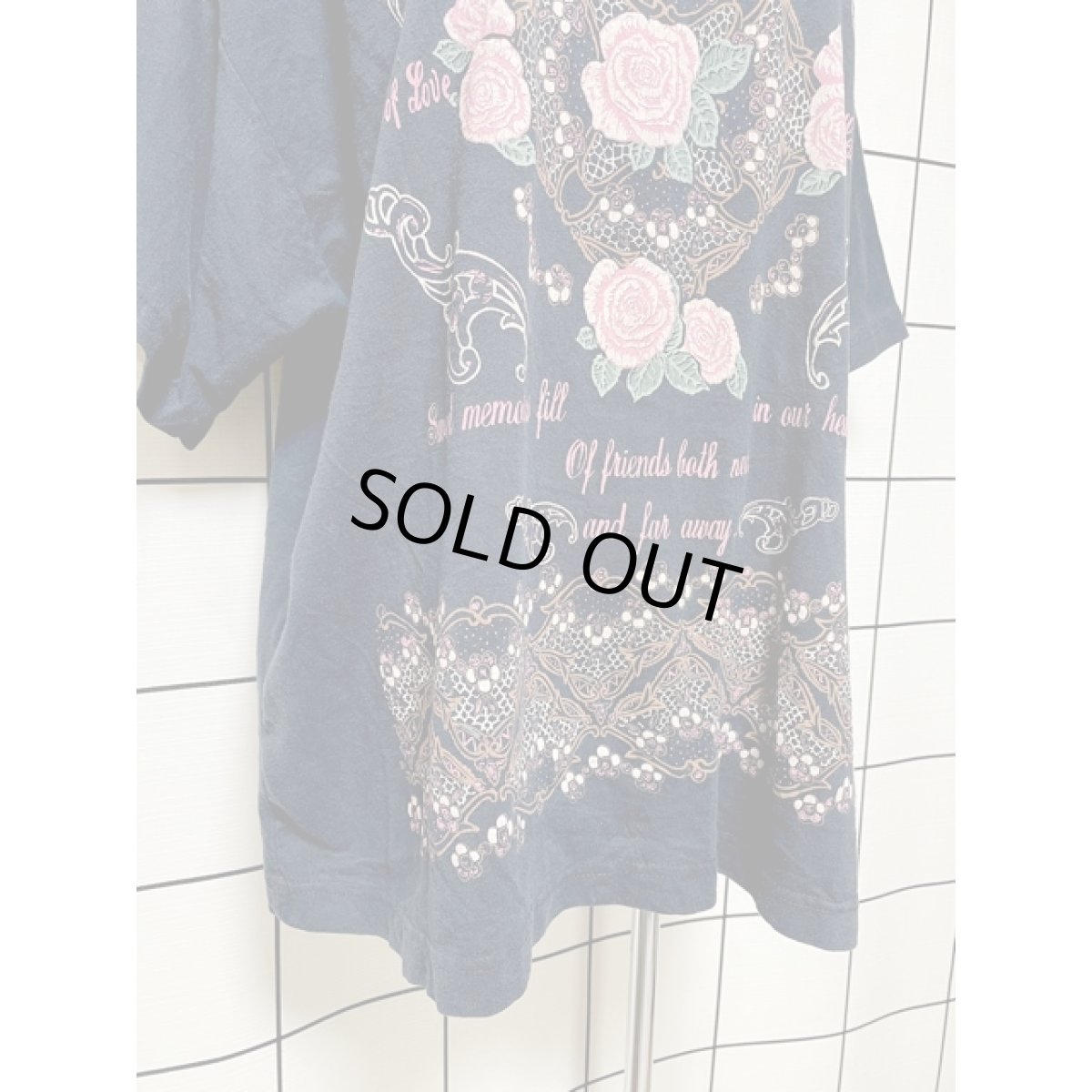 画像10: 花柄 ネイビー ガーリー 半袖 レトロ USA古着 ヴィンテージ Tシャツ (10)