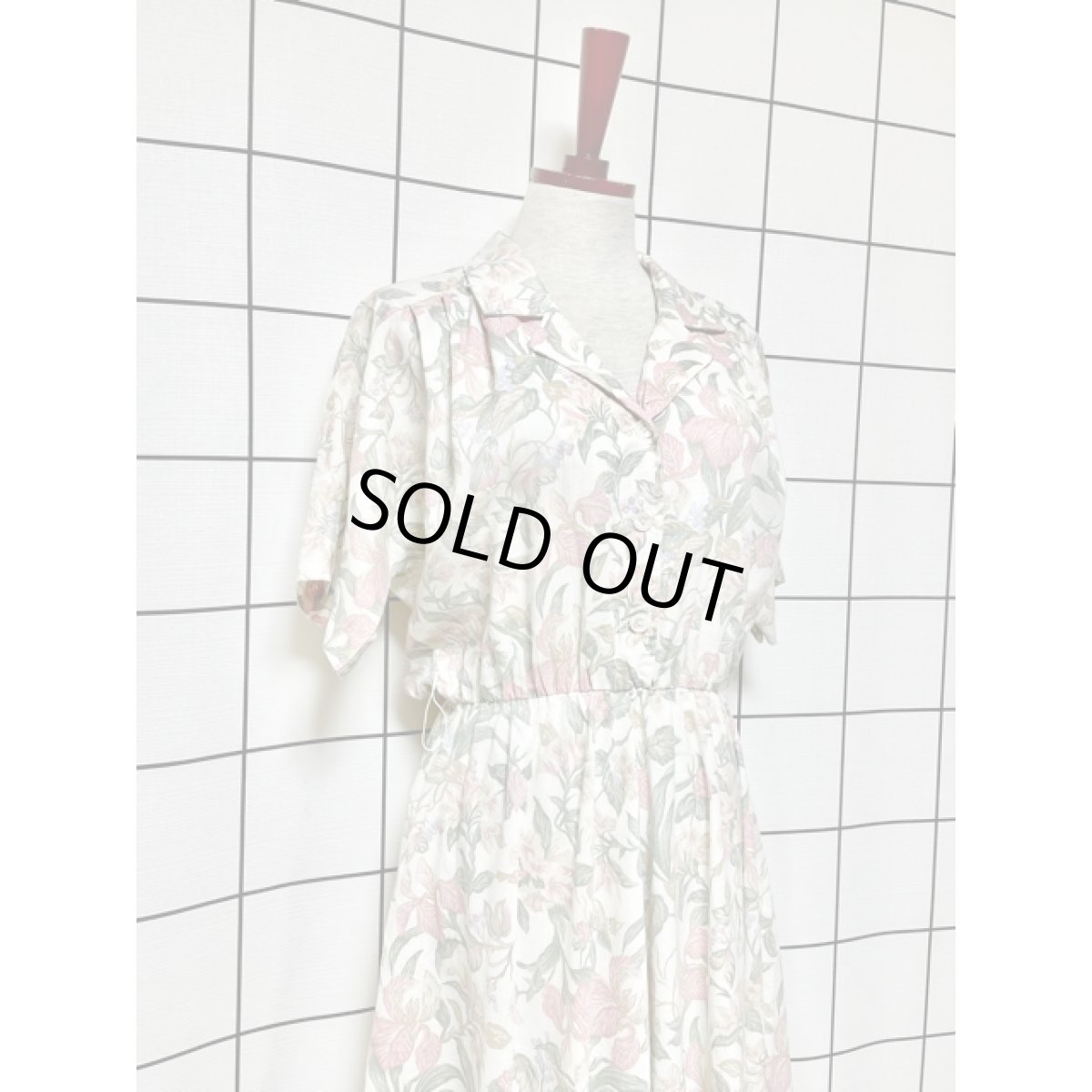 画像7: ボタニカル柄 ウエストゴム クラシカル 半袖 レトロ USA古着 ヴィンテージワンピース【7944】 (7)