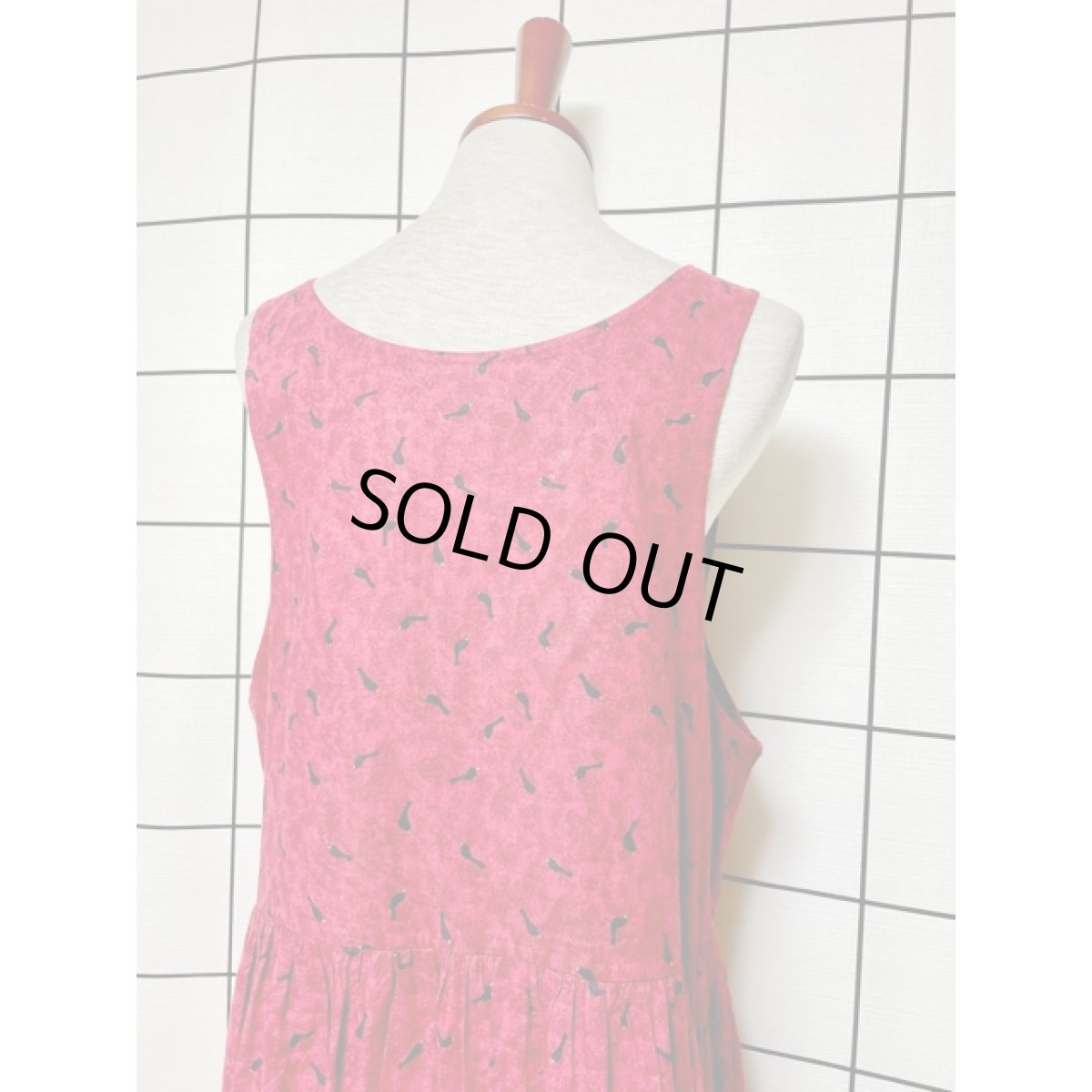 画像6: 鳥の巣箱柄 鳥柄 巣箱型ボタン ノースリーブ レトロ USA古着 ヴィンテージワンピース【V7945】 (6)