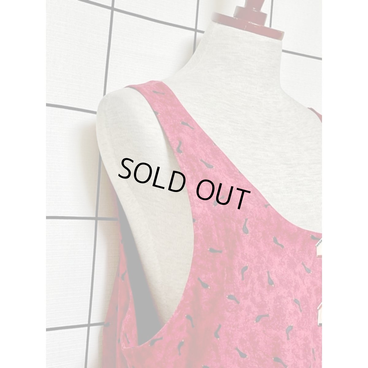 画像9: 鳥の巣箱柄 鳥柄 巣箱型ボタン ノースリーブ レトロ USA古着 ヴィンテージワンピース【V7945】 (9)