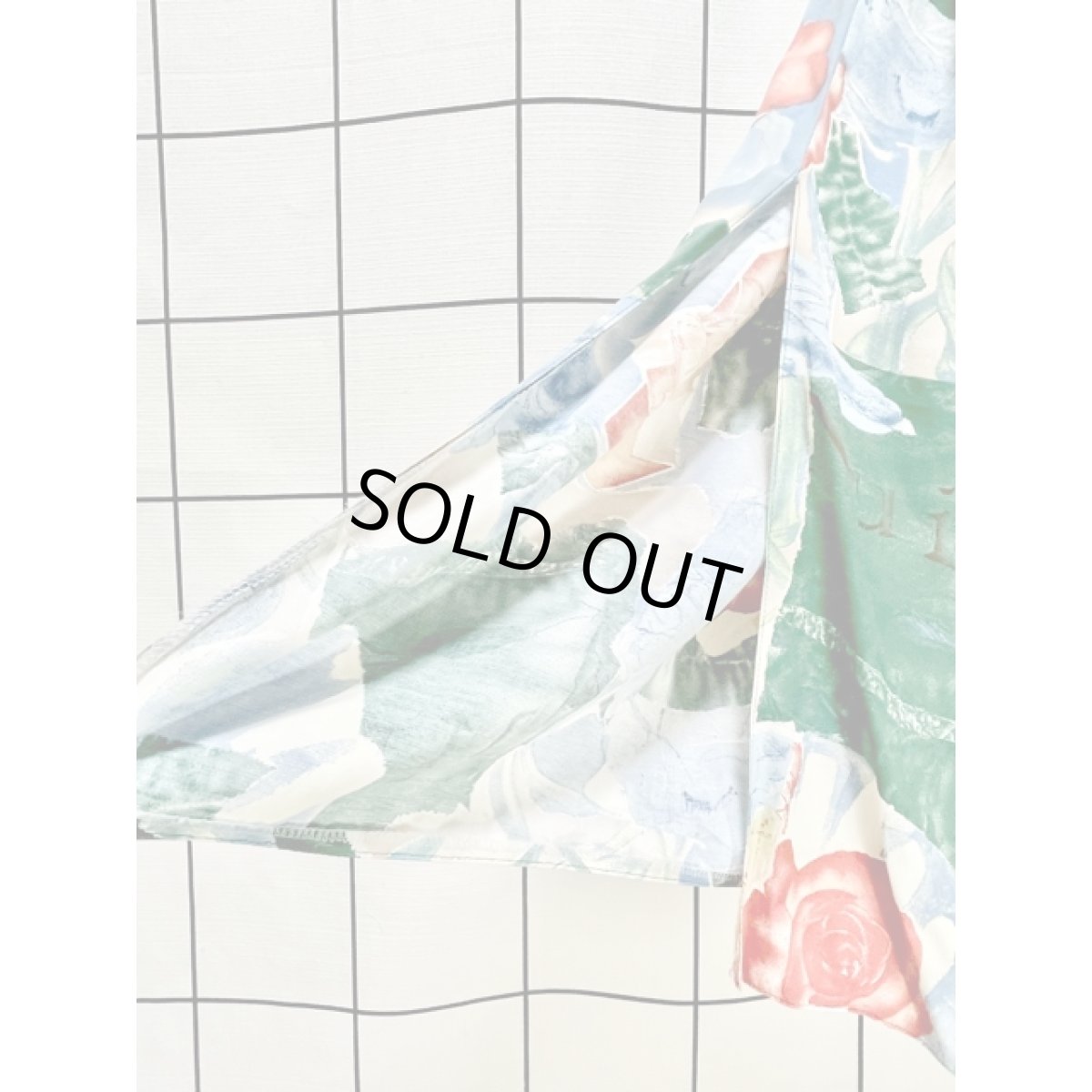 画像8: アート調 花柄 前開き ウエストゴム スリット レトロ ヨーロッパ古着 ヴィンテージ スカート【V7951】 (8)