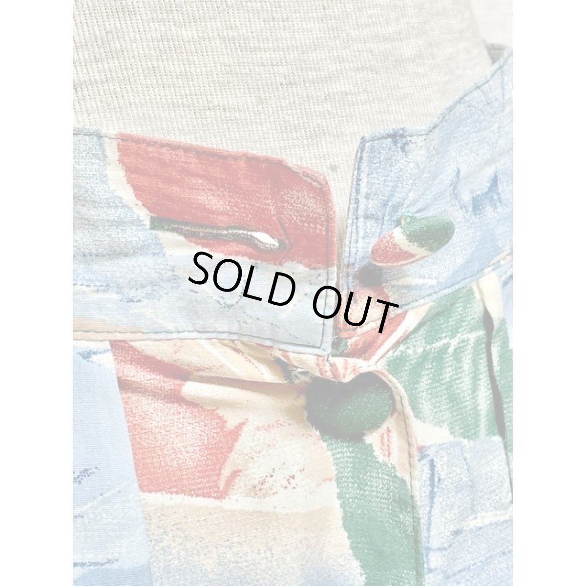 画像10: アート調 花柄 前開き ウエストゴム スリット レトロ ヨーロッパ古着 ヴィンテージ スカート【V7951】 (10)