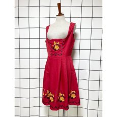 画像2: チロルワンピース 花刺繍 サイドジッパー ドイツ民族衣装 オクトーバーフェスト (2)