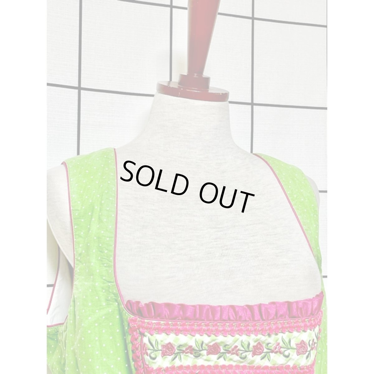 画像3: チロルワンピース チェック ドット 刺繍 ドイツ民族衣装 オクトーバーフェスト (3)