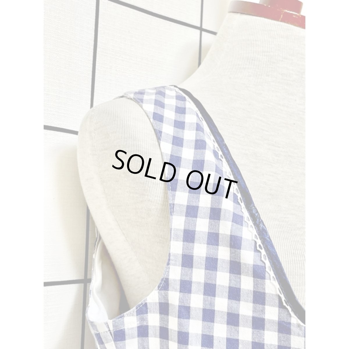 画像7: ギンガムチェック ネイビー ホワイト レース リボン ノースリーブ ガーリー ディアンドル チロルワンピース ドイツ民族衣装 舞台 演奏会 フォークダンス オクトーバーフェスト 【7192】 (7)