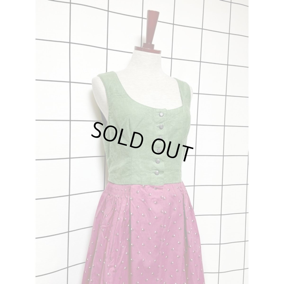 画像6: チロルワンピース 小花柄 切り替えし ドイツ民族衣装 オクトーバーフェスト (6)