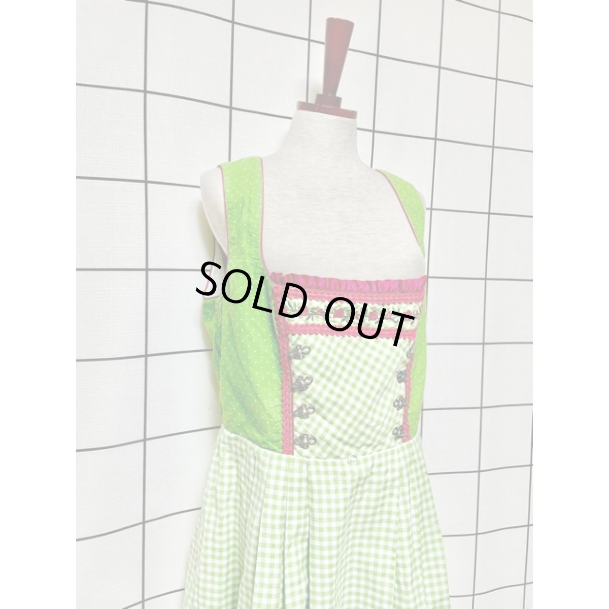 画像6: チロルワンピース チェック ドット 刺繍 ドイツ民族衣装 オクトーバーフェスト (6)