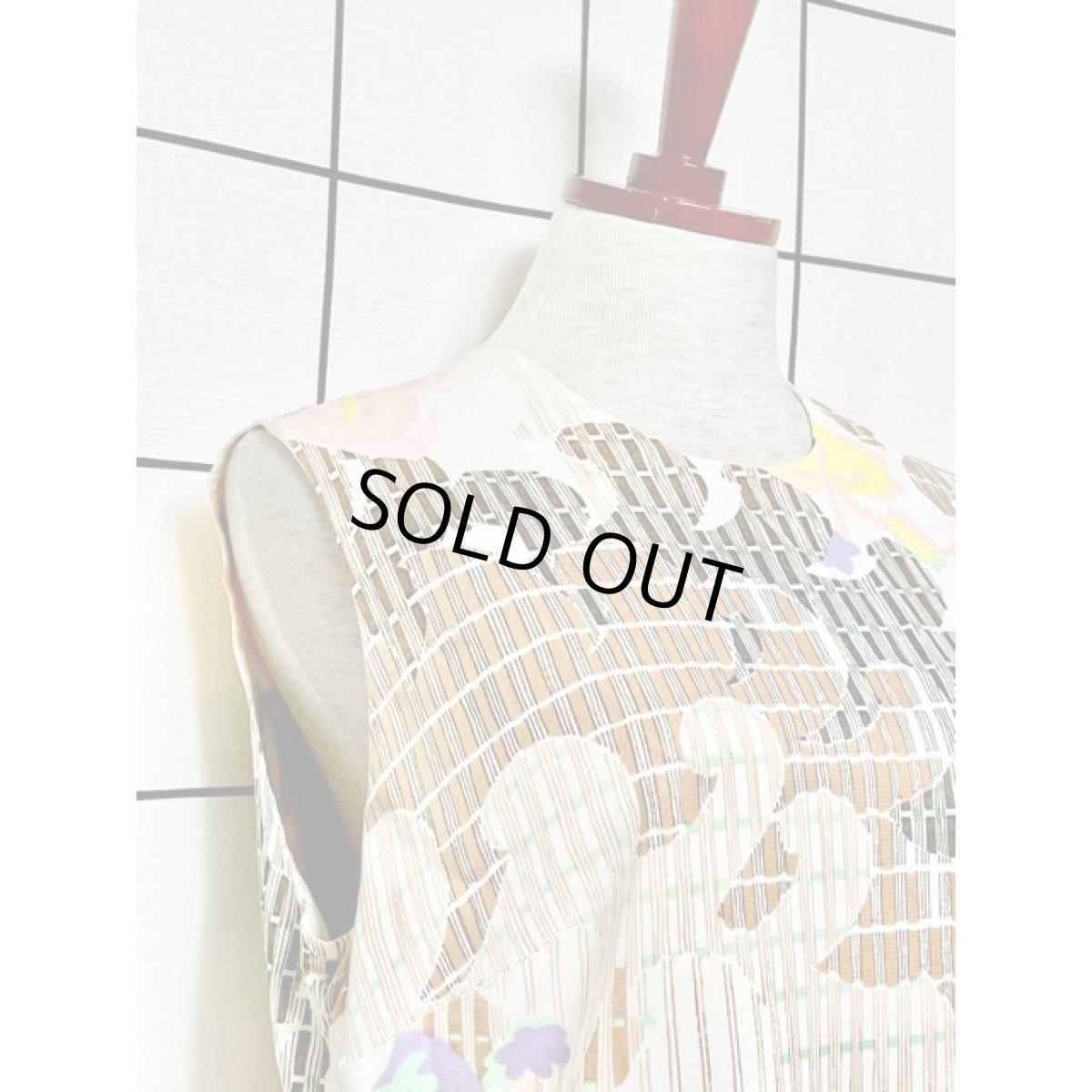 画像9: レトロ柄 ノースリーブ USA古着 ヴィンテージワンピース【7960】 (9)