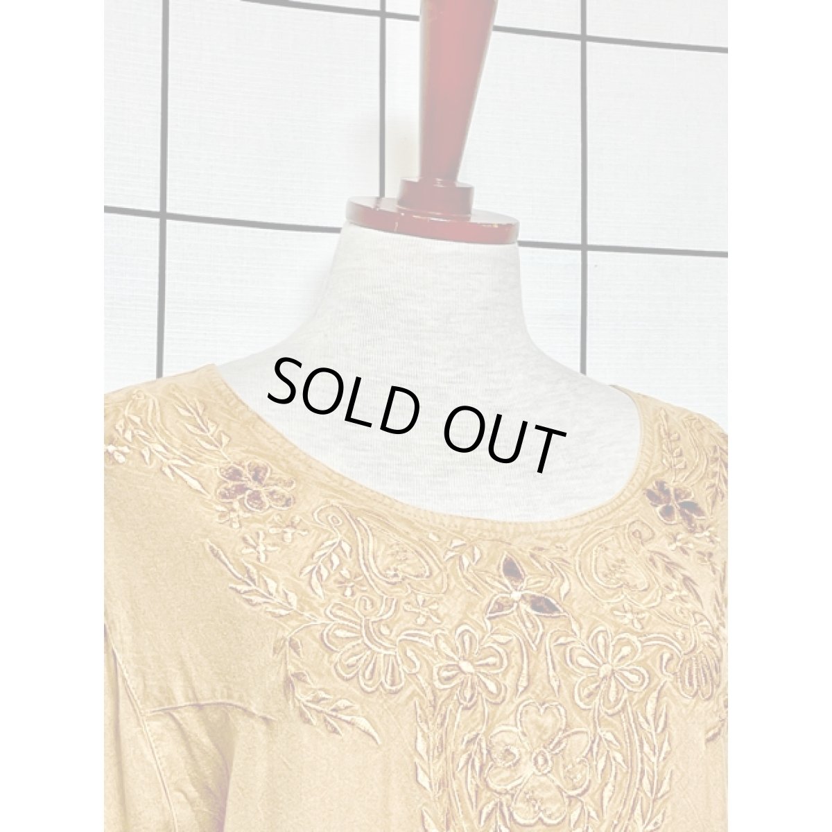 画像3: India ドレス ヴィンテージ刺繍 フォークロア アースカラー リボン レトロ 古着 (3)