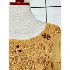 画像10: India ドレス ヴィンテージ刺繍 フォークロア アースカラー リボン レトロ 古着 (10)
