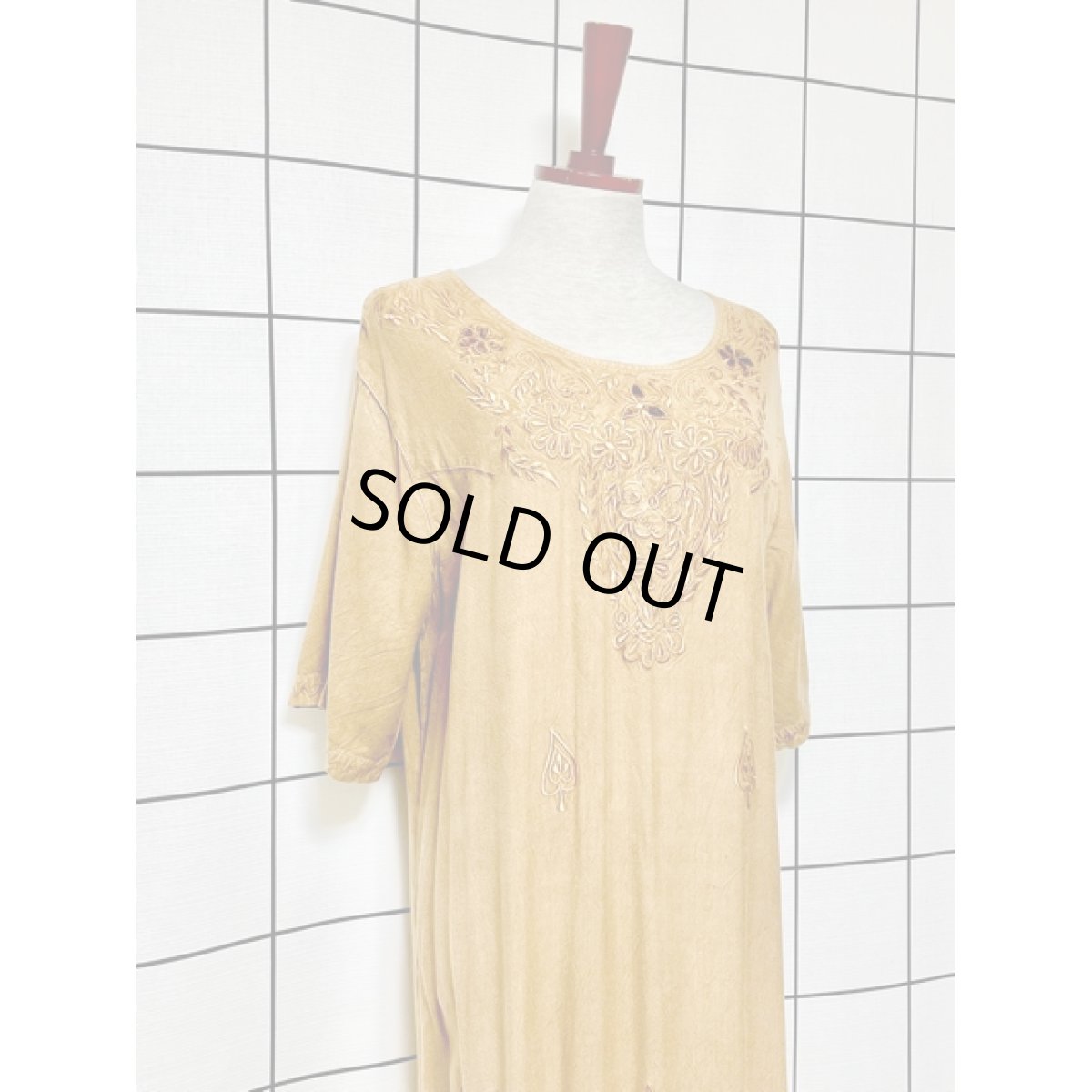 画像8: India ドレス ヴィンテージ刺繍 フォークロア アースカラー リボン レトロ 古着 (8)