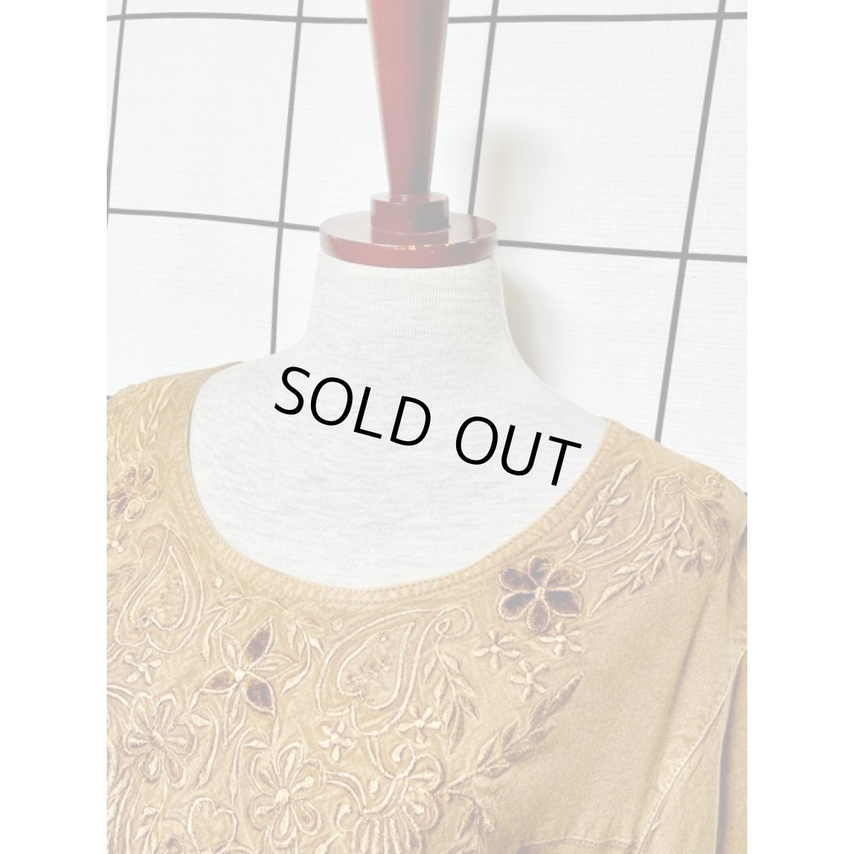 画像9: India ドレス ヴィンテージ刺繍 フォークロア アースカラー リボン レトロ 古着 (9)