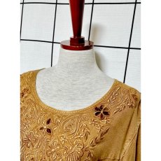 画像9: India ドレス ヴィンテージ刺繍 フォークロア アースカラー リボン レトロ 古着 (9)