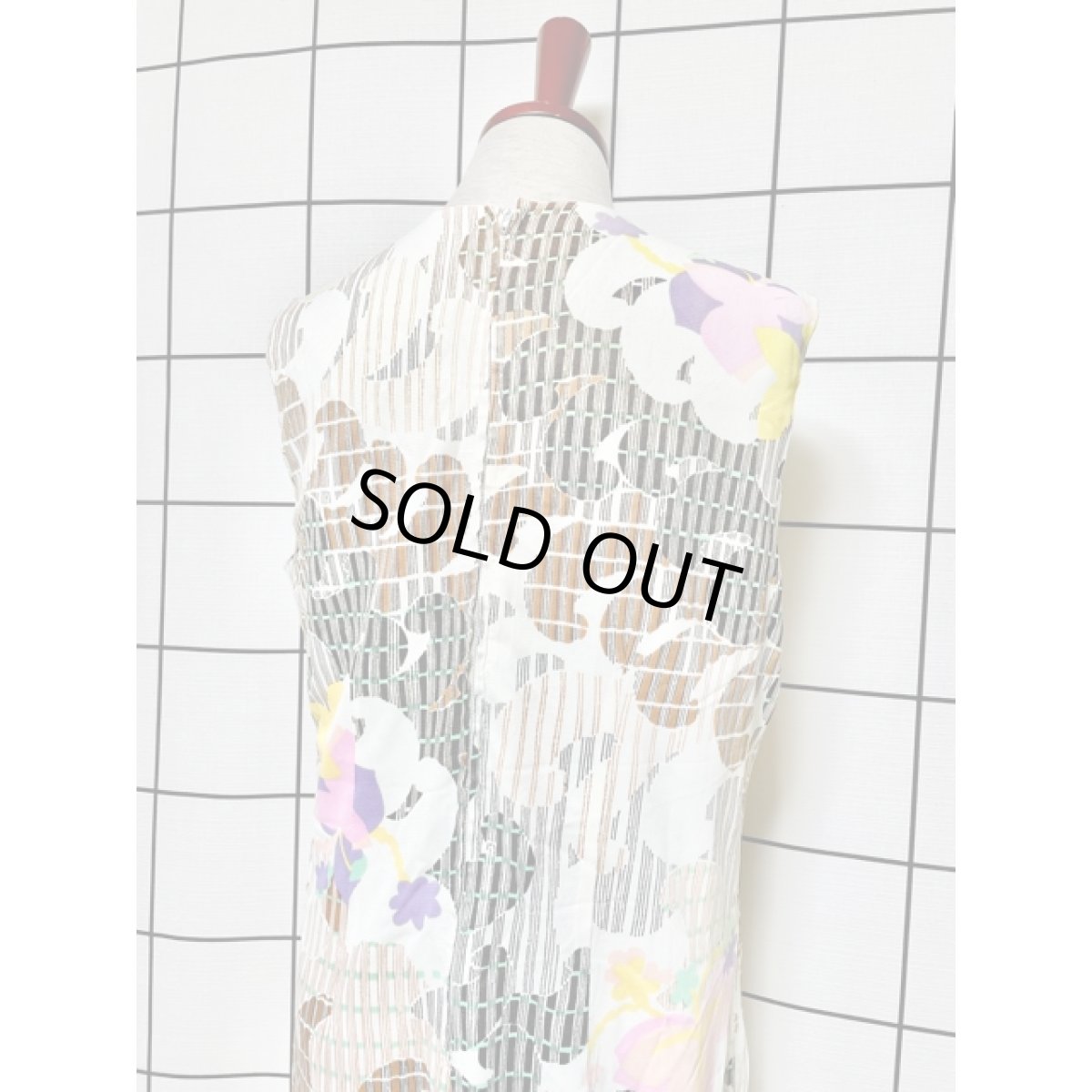 画像6: レトロ柄 ノースリーブ USA古着 ヴィンテージワンピース【7960】 (6)