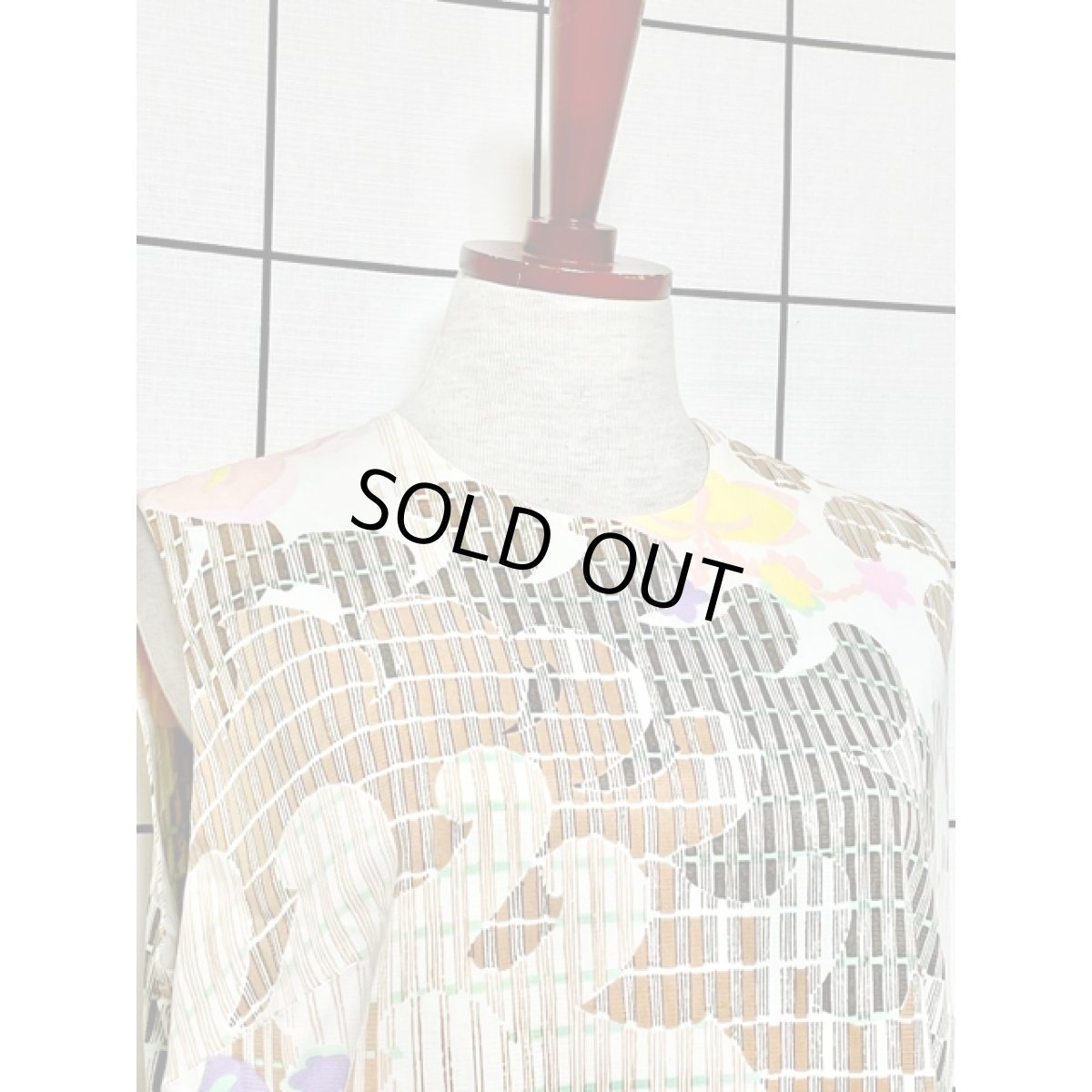 画像3: レトロ柄 ノースリーブ USA古着 ヴィンテージワンピース【7960】 (3)