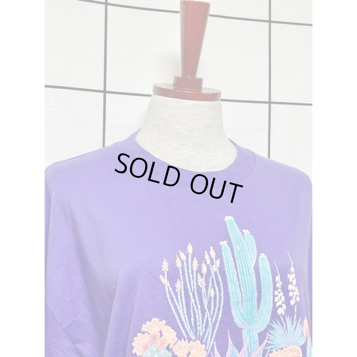 画像3: サボテン 英字 Hanes パープル ガーリー 半袖 レトロ USA古着 ヴィンテージ Tシャツ (3)