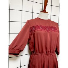 画像4: ヨーロッパ古着 ドレス ヴィンテージ 刺繍 プリーツ ゴム レトロ クラシカル (4)