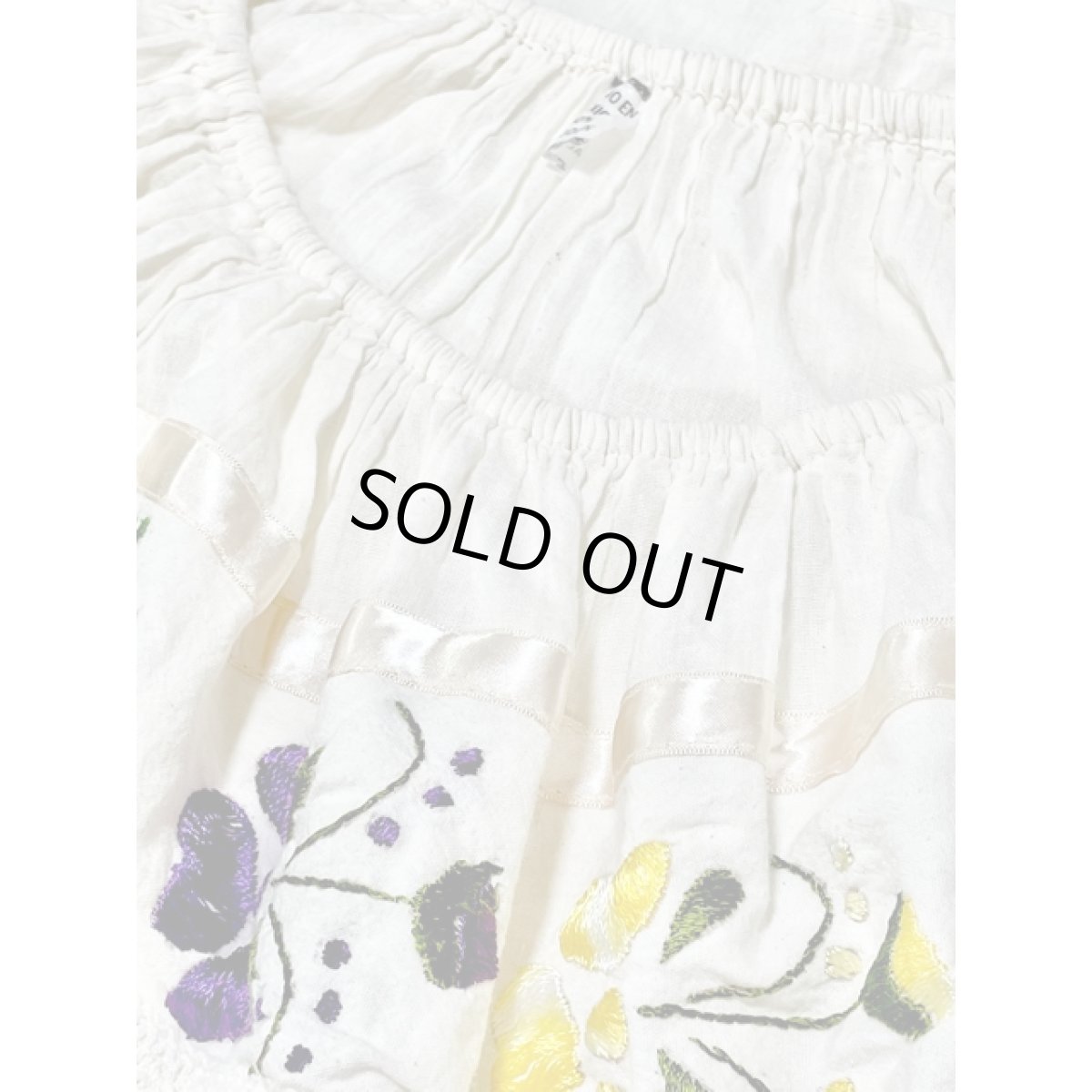 画像10: メキシカン刺繍 レース オフホワイト フォークロア レトロ 古着 メキシコ製ヴィンテージ刺繍ブラウス【7976】 (10)