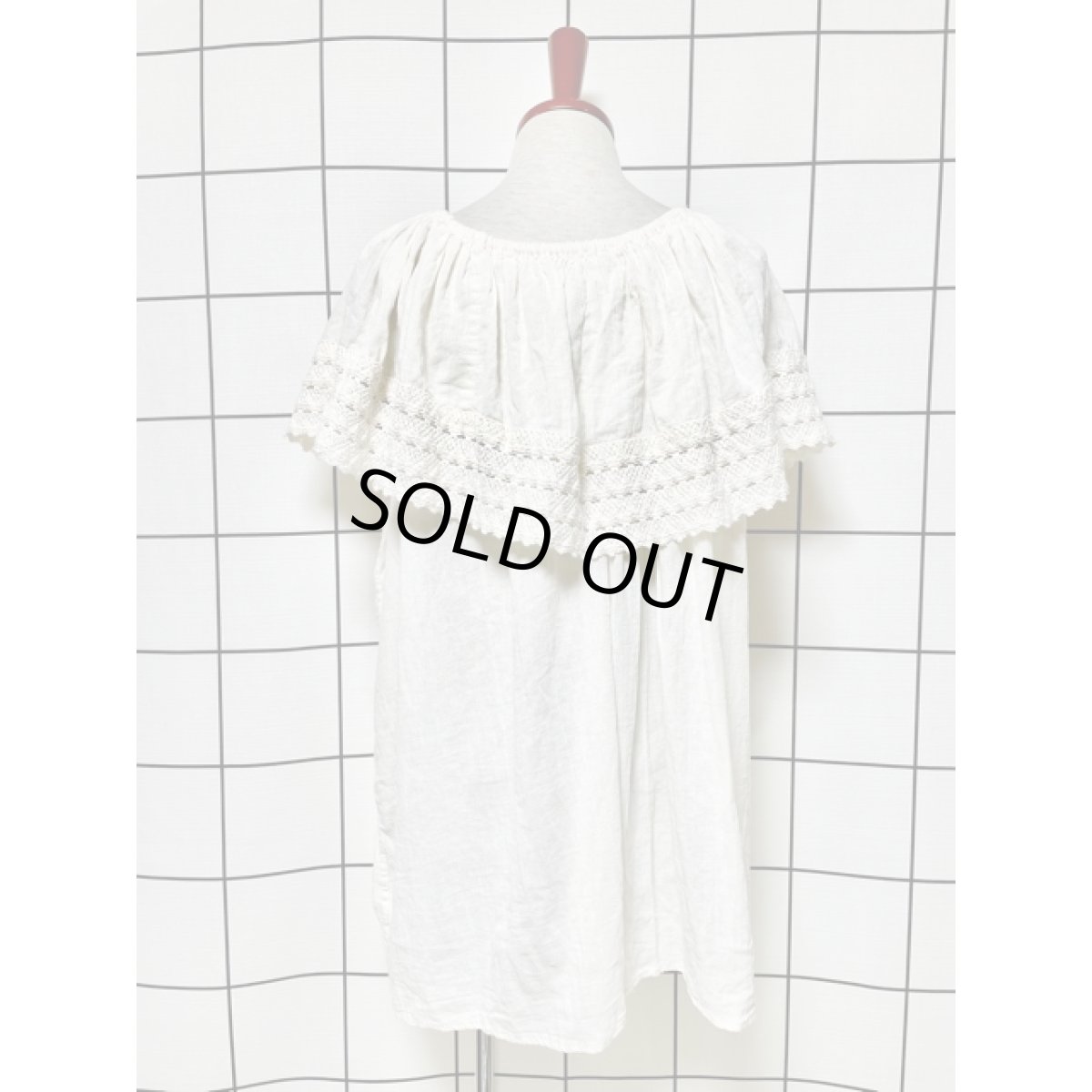 画像5: メキシカン刺繍 レース オフホワイト フォークロア レトロ 古着 メキシコ製ヴィンテージ刺繍ブラウス【7976】 (5)