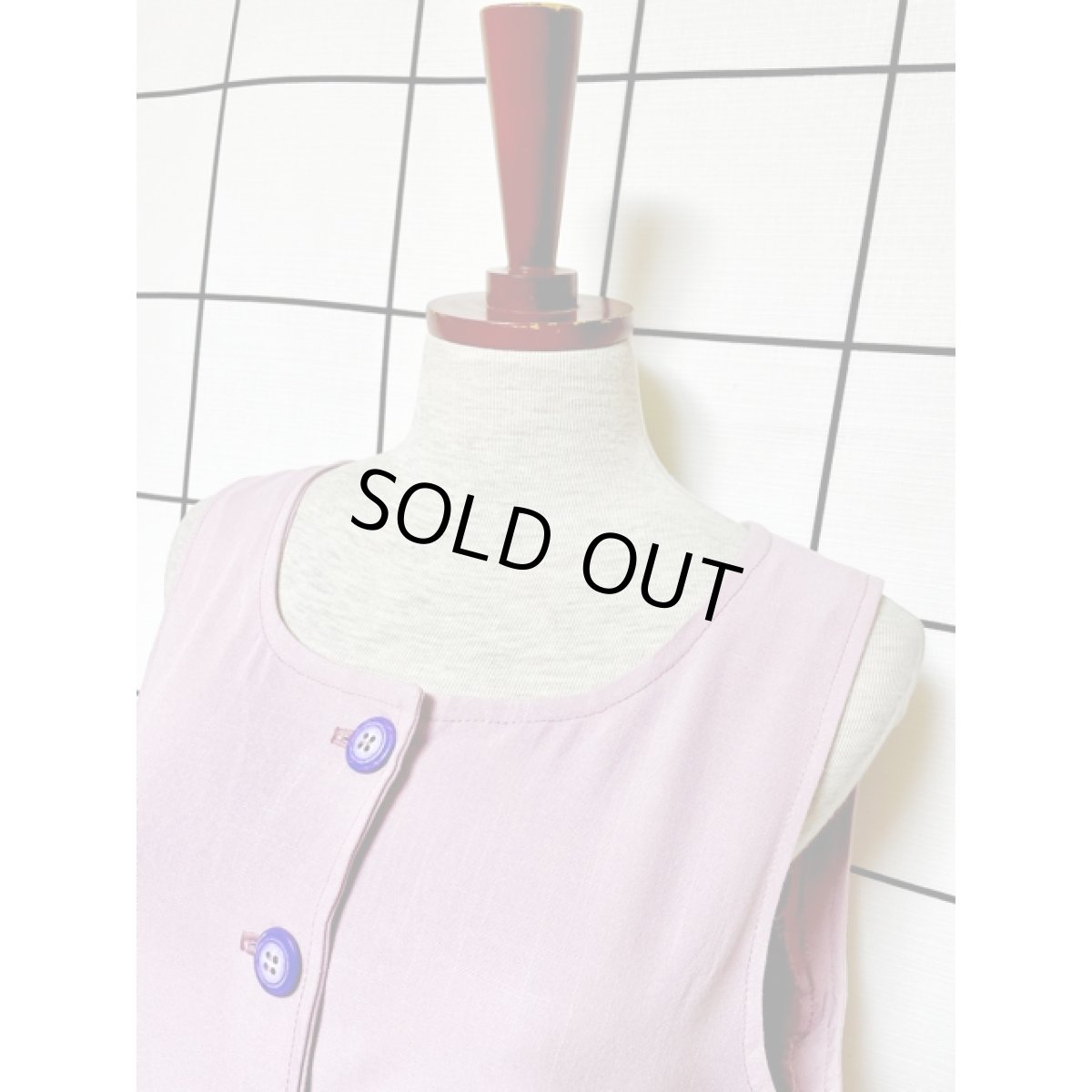 画像7: 無地 ノースリーブ レトロ ヨーロッパ古着 ヴィンテージワンピース【7974】 (7)