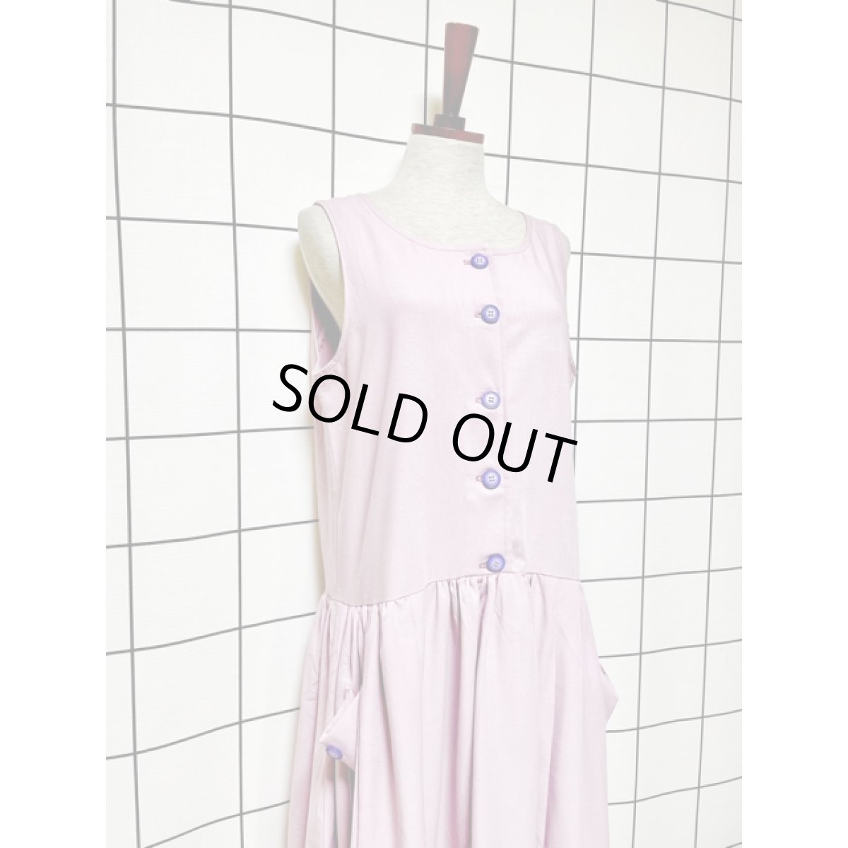 画像6: 無地 ノースリーブ レトロ ヨーロッパ古着 ヴィンテージワンピース【7974】 (6)