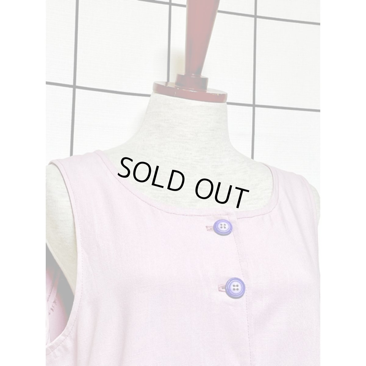 画像3: 無地 ノースリーブ レトロ ヨーロッパ古着 ヴィンテージワンピース【7974】 (3)