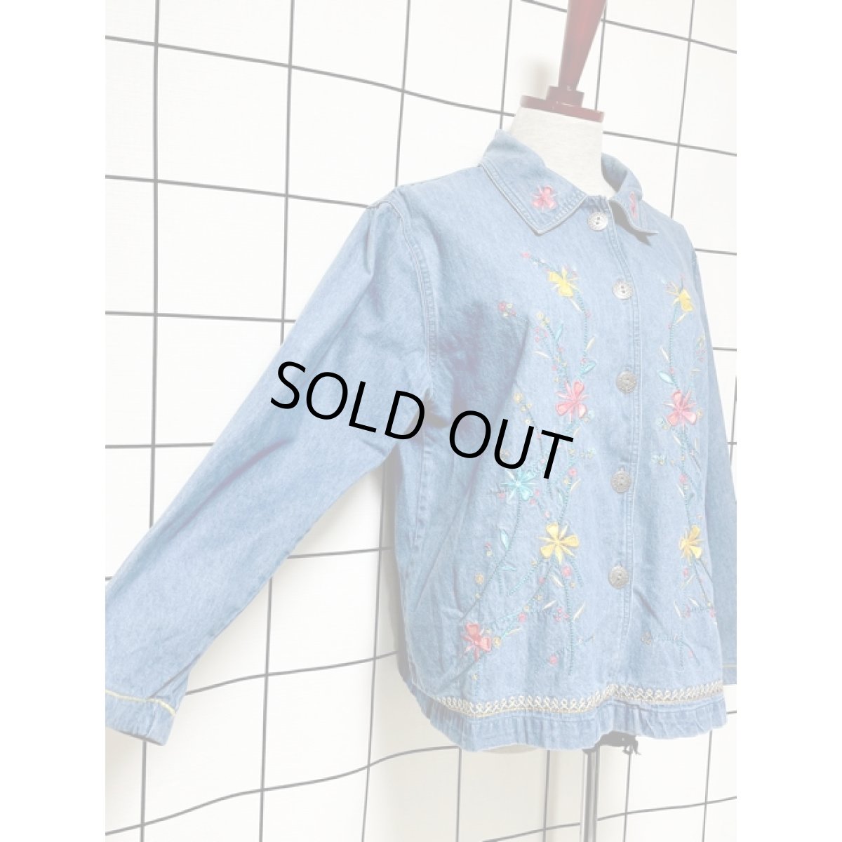 画像4: デニム 薄手 刺繍 USA古着 レトロ ヴィンテージジャケット (4)