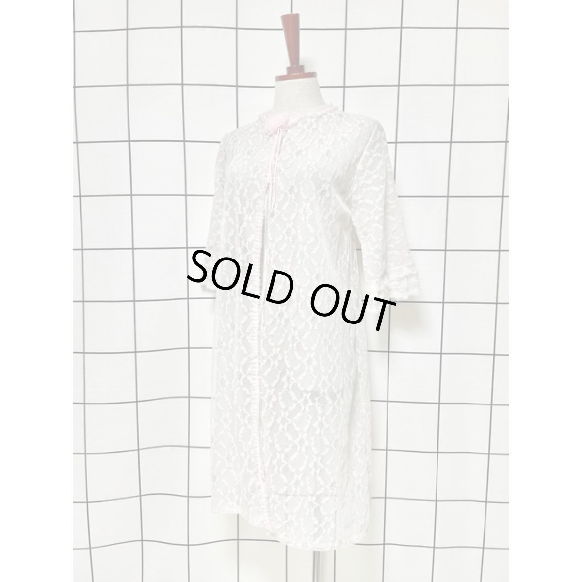 画像2: ヨーロッパ古着 ヴィンテージ ドレス ラメ入総レース 古着mixコーデや重ね着にも  (2)